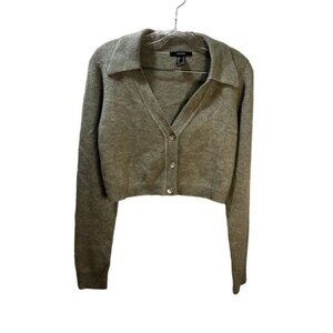 Collar‎ Crop Cardigan Sweater Medium Soft Knit FOREVER 21